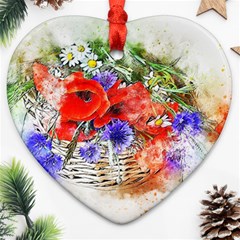 Flowers Bouquet Art Nature Heart Ornament (two Sides) by Nexatart