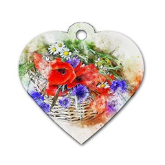 Flowers Bouquet Art Nature Dog Tag Heart (two Sides) by Nexatart