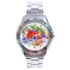 Flowers Bouquet Art Nature Stainless Steel Analogue Watch by Nexatart