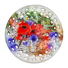 Flowers Bouquet Art Nature Round Filigree Ornament (two Sides) by Nexatart