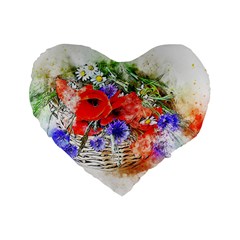 Flowers Bouquet Art Nature Standard 16  Premium Heart Shape Cushions by Nexatart