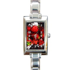 Strawberry Fruit Food Art Abstract Rectangle Italian Charm Watch by Nexatart