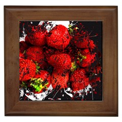 Strawberry Fruit Food Art Abstract Framed Tiles by Nexatart