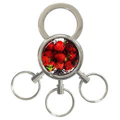 Strawberry Fruit Food Art Abstract 3-Ring Key Chains