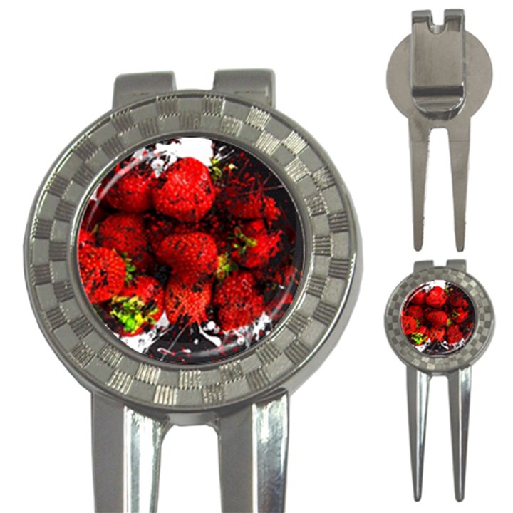 Strawberry Fruit Food Art Abstract 3-in-1 Golf Divots