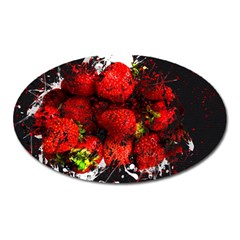 Strawberry Fruit Food Art Abstract Oval Magnet