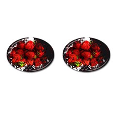 Strawberry Fruit Food Art Abstract Cufflinks (Oval)