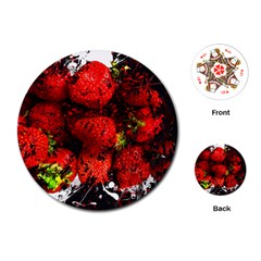 Strawberry Fruit Food Art Abstract Playing Cards (Round) 