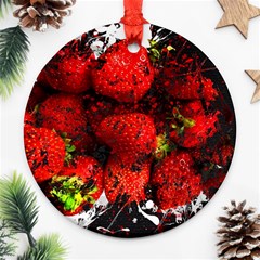 Strawberry Fruit Food Art Abstract Round Ornament (Two Sides)