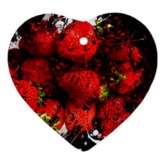 Strawberry Fruit Food Art Abstract Heart Ornament (Two Sides)