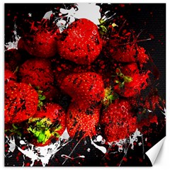 Strawberry Fruit Food Art Abstract Canvas 12  X 12   by Nexatart