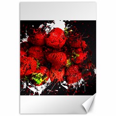 Strawberry Fruit Food Art Abstract Canvas 12  x 18  