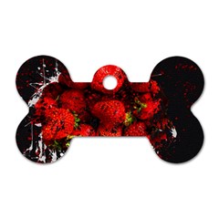 Strawberry Fruit Food Art Abstract Dog Tag Bone (One Side)