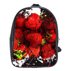 Strawberry Fruit Food Art Abstract School Bag (Large)