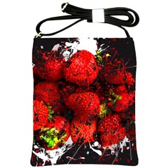 Strawberry Fruit Food Art Abstract Shoulder Sling Bags by Nexatart