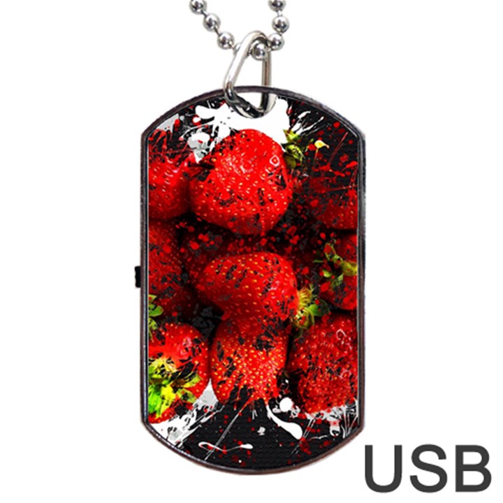 Strawberry Fruit Food Art Abstract Dog Tag USB Flash (Two Sides)