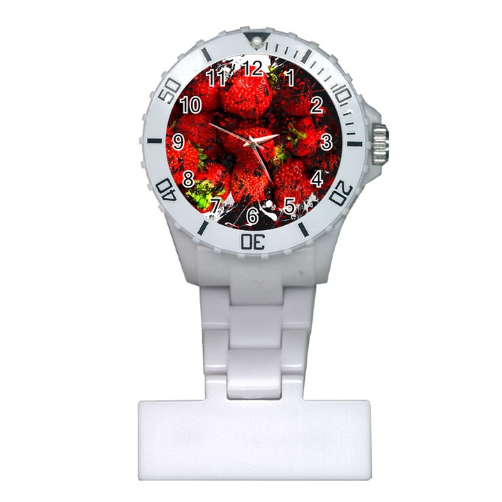 Strawberry Fruit Food Art Abstract Plastic Nurses Watch