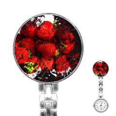 Strawberry Fruit Food Art Abstract Stainless Steel Nurses Watch