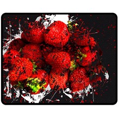 Strawberry Fruit Food Art Abstract Double Sided Fleece Blanket (Medium) 