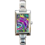 Background Art Abstract Watercolor Rectangle Italian Charm Watch Front