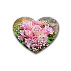 Flowers Bouquet Wedding Art Nature Heart Coaster (4 Pack)  by Nexatart