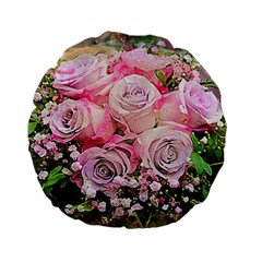 Flowers Bouquet Wedding Art Nature Standard 15  Premium Flano Round Cushions by Nexatart