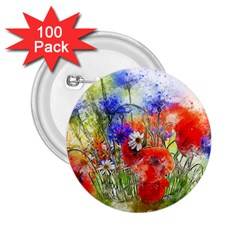 Flowers Bouquet Art Nature 2 25  Buttons (100 Pack)  by Nexatart