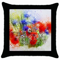 Flowers Bouquet Art Nature Throw Pillow Case (black) by Nexatart