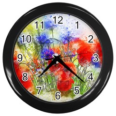 Flowers Bouquet Art Nature Wall Clocks (black) by Nexatart