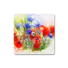 Flowers Bouquet Art Nature Square Magnet by Nexatart