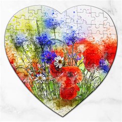 Flowers Bouquet Art Nature Jigsaw Puzzle (heart) by Nexatart