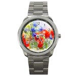 Flowers Bouquet Art Nature Sport Metal Watch Front