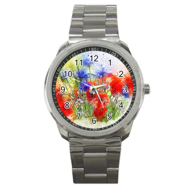 Flowers Bouquet Art Nature Sport Metal Watch