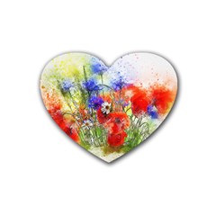 Flowers Bouquet Art Nature Heart Coaster (4 Pack)  by Nexatart