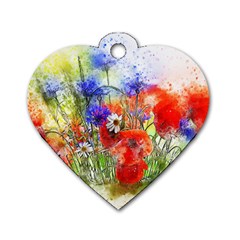 Flowers Bouquet Art Nature Dog Tag Heart (two Sides) by Nexatart