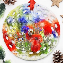 Flowers Bouquet Art Nature Round Filigree Ornament (two Sides) by Nexatart