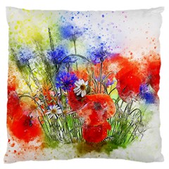 Flowers Bouquet Art Nature Large Flano Cushion Case (one Side) by Nexatart