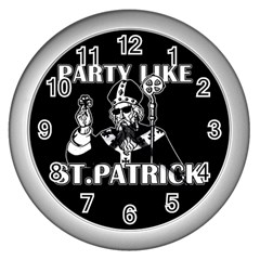  St  Patricks Day  Wall Clocks (silver)  by Valentinaart