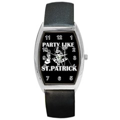  St  Patricks Day  Barrel Style Metal Watch by Valentinaart