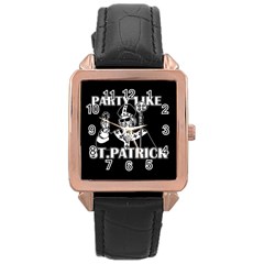  St  Patricks Day  Rose Gold Leather Watch  by Valentinaart