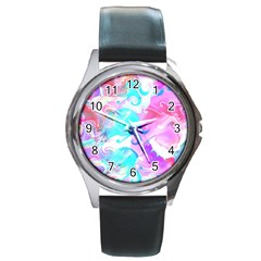 Background Art Abstract Watercolor Pattern Round Metal Watch by Nexatart