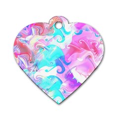 Background Art Abstract Watercolor Pattern Dog Tag Heart (one Side)