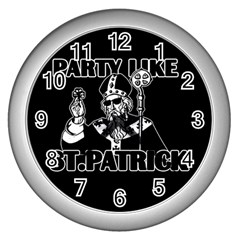  St  Patricks Day  Wall Clocks (silver)  by Valentinaart