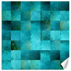 Background Squares Blue Green Canvas 16  X 16   by Nexatart