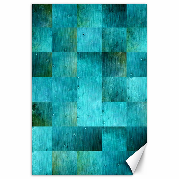 Background Squares Blue Green Canvas 24  x 36 