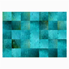 Background Squares Blue Green Large Glasses Cloth (2-side) by Nexatart