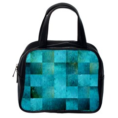 Background Squares Blue Green Classic Handbags (one Side) by Nexatart