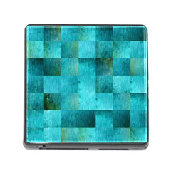 Background Squares Blue Green Memory Card Reader (square)