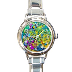 Background Art Abstract Watercolor Round Italian Charm Watch by Nexatart