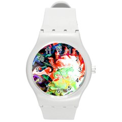 Background Art Abstract Watercolor Round Plastic Sport Watch (m) by Nexatart